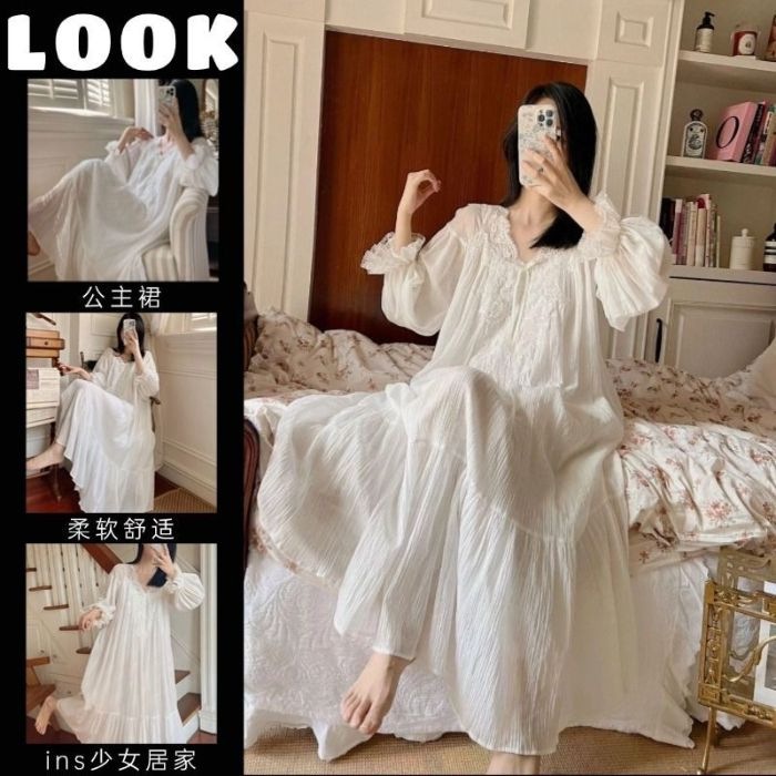 睡裙女大码胖mm可外穿长袖秋2025新款睡衣长裙休闲甜美家居服爆款