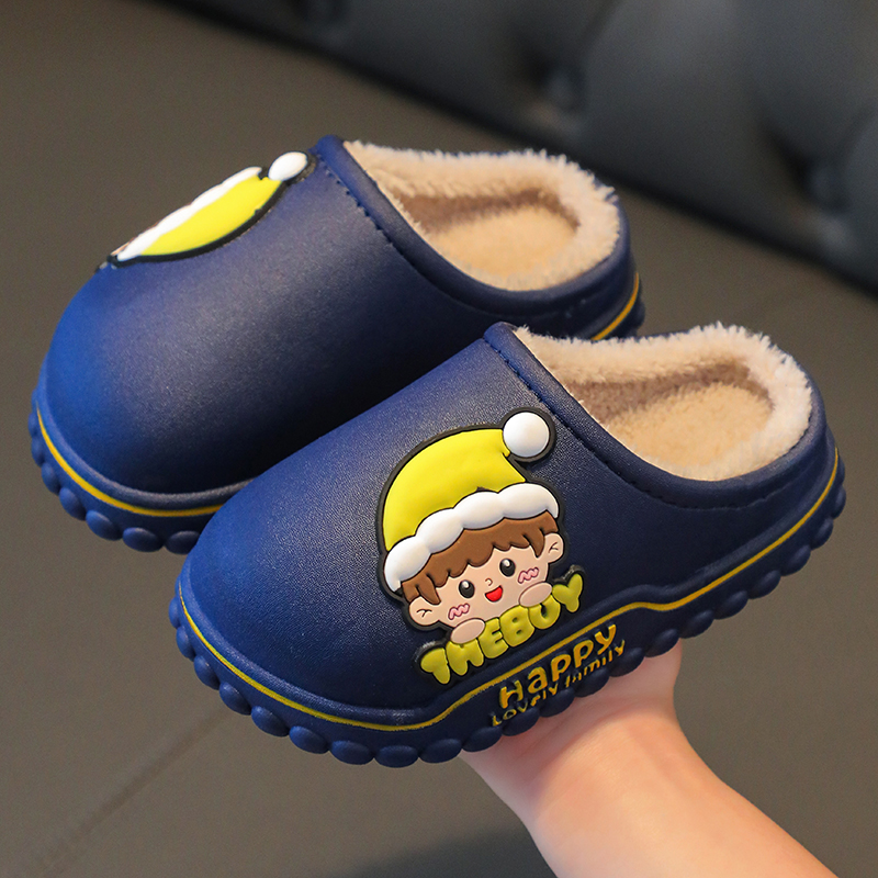 儿童棉拖鞋秋冬2023女童男童防滑软底可爱公主卡通防水宝宝棉拖鞋