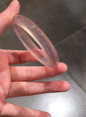 天然冰种粉玉髓手镯翡翠平替