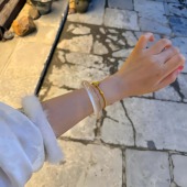 冰种白月光玛瑙玉髓国风手镯石英岩玉镯子女款 翡翠平替荔枝冻透感