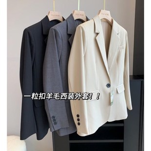 显瘦一粒扣西装 立体裁剪精湛工艺羊毛混纺修身 外套 早春新 THEWOW