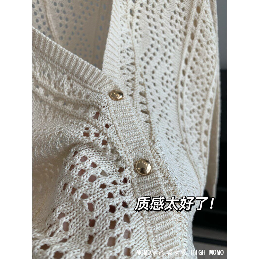 柜面2K+！手工钩花法式温柔风镂空防晒针织衫百搭开衫外套女春夏