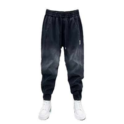 ZPK潮牌渐变拼接束脚牛仔裤男