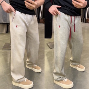 百搭加厚直筒运动卫裤 男简约时尚 刺绣战马加绒弯刀休闲裤 秋冬新款
