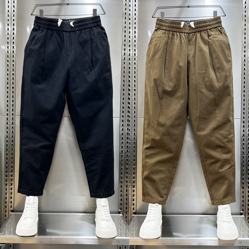 2025秋冬男士新款棉麻休闲裤韩版潮流九分直筒小脚哈伦裤男萝卜裤