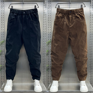 宽松小脚哈伦裤 时尚 男2024新款 秋冬条绒百搭加绒加厚灯芯绒休闲裤