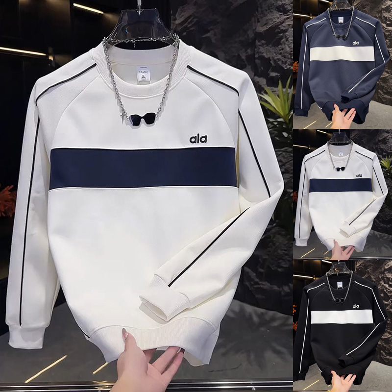 韩版设计感拼接潮流男士圆领卫衣时尚百搭拼色字母爆款打底T恤衫