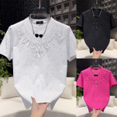 T恤男士 2025夏季 新款 潮流重工烫钻休闲短袖 百搭宽松半袖 轻奢上衣