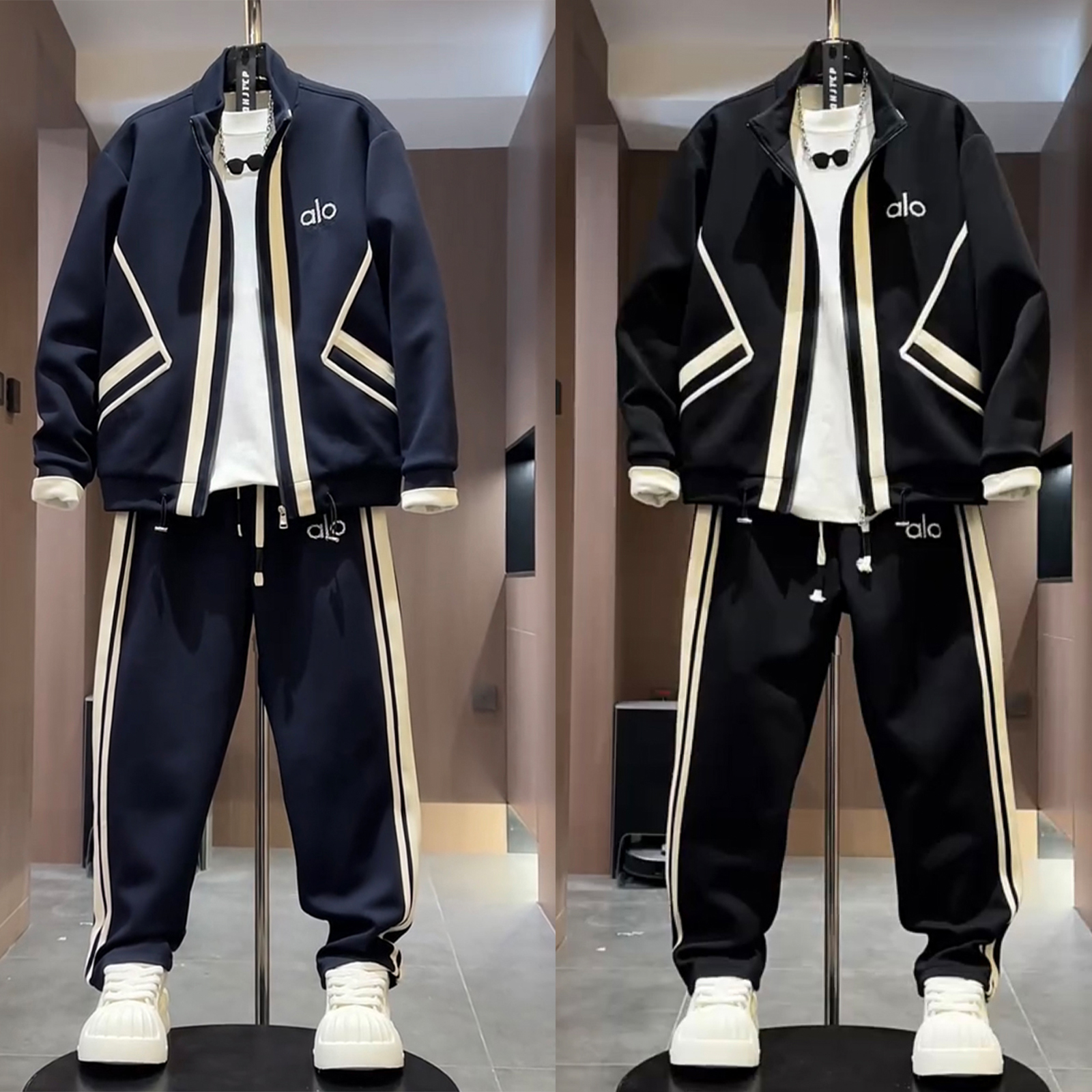 ZPK潮流立领外套直筒裤两件套