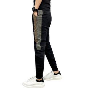 精神小伙牛仔裤男潮牌秋冬百搭修身小脚裤网红同款拼色韩版束脚裤