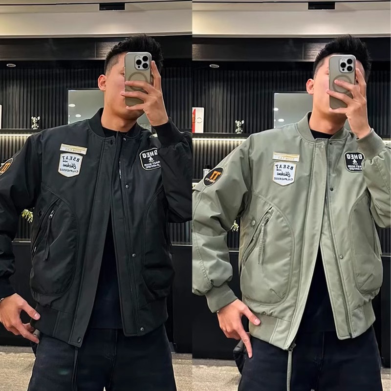 ZPK美式休闲痞帅徽章加厚棒球服