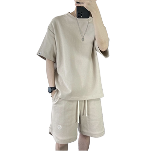 夏季薄款运动休闲套装网红同款百搭韩版短袖短裤潮牌男情侣两件套