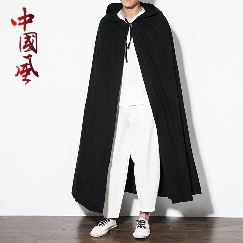 打坐中长款披风男女居士