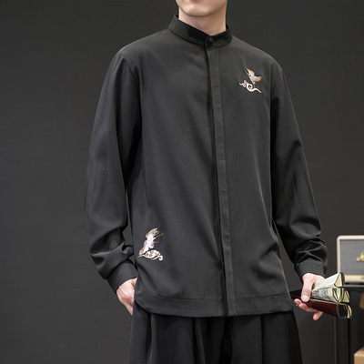 新中式衬衫绣花盘扣简约时尚宽松