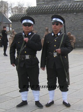 黑色民国警察二狗子皇协军狗腿子巡捕房伪军小品话剧表演出服服装