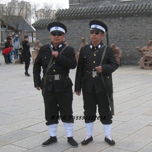 黑色民国警察二狗子皇协军狗腿子巡捕房伪军小品话剧表演出服服装