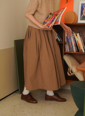 DFD 法式复古优雅通勤两色纯色高腰大摆蓬蓬裙伞裙半身裙女夏季