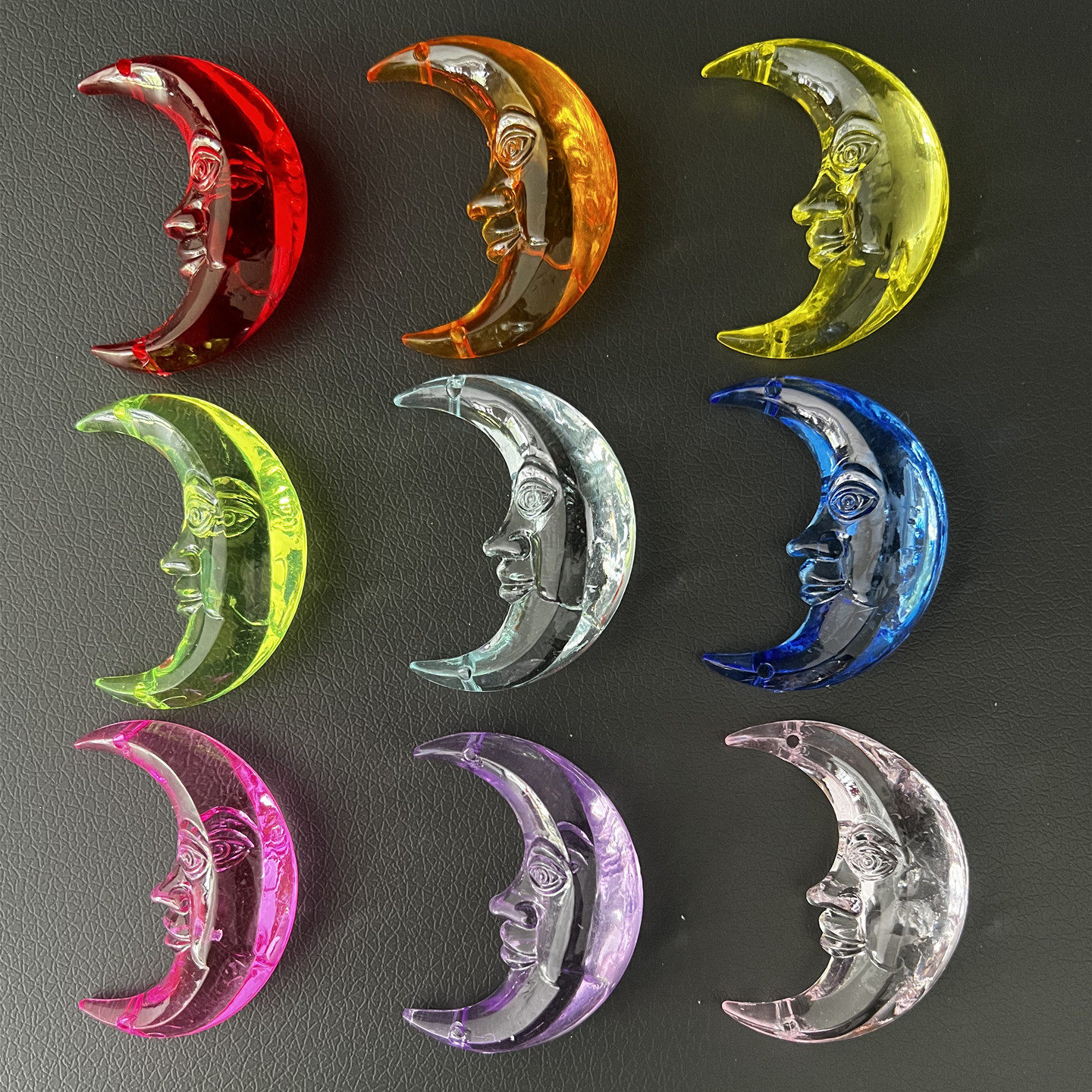 透明亚克力仿水晶大号月亮宝石吊坠孩子创意DIY手工制作项链材料