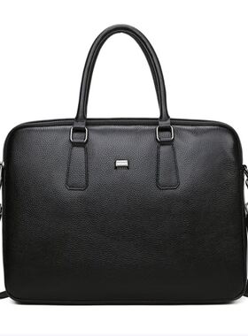 斯莫尔（SIMOER）SL-1902黑色横款公文包男士真皮手提包电脑包