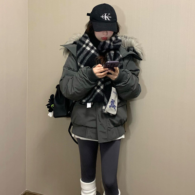 工装羽绒棉服女2025新款