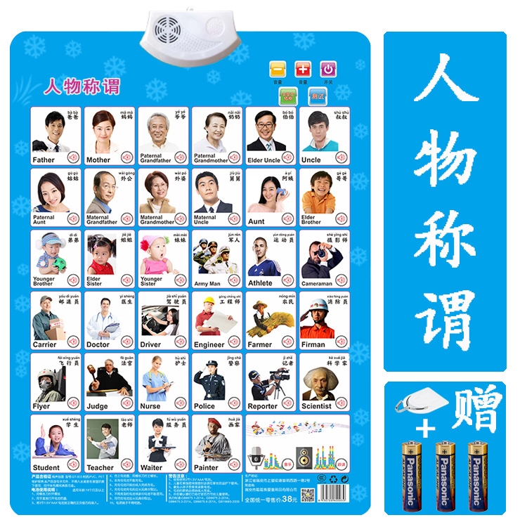 小学生声母韵母表海报画字母三字经挂图点读认识卡学说话水果数学