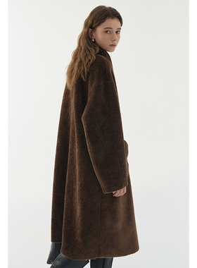 BLANK LABEL设计感环保皮毛一体毛毛外套女2025秋冬复古简约大衣