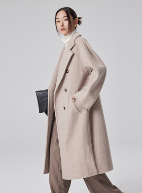 BLANK LABEL 经典101801双排扣羊毛羊绒双面呢大衣女秋冬毛呢外套