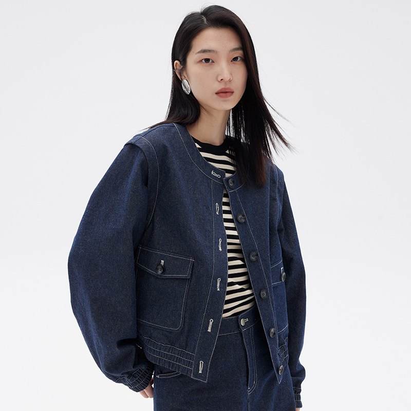 活性整染100棉斜纹工装牛仔外套