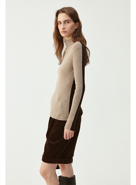 BLANK LABEL羊毛两面穿撞色针织衫女冬季堆堆高领内搭长袖打底衫