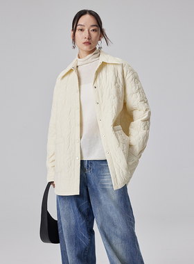 BLANK LABEL 极简高级慵懒感Oversize绗棉轻薄衬衫外套女秋冬棉衣