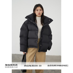 羽绒服女冬2023新款 BLANK LABEL 300G充绒短款 加厚黑色面包服外套