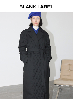 极简90白鸭绒轻薄菱格加厚黑色羽绒服女2025冬季长款过膝修身外套