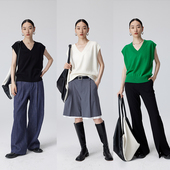 极简高级羊毛纱线气质修身 BLANK LABEL V领针织马甲女秋外搭背心
