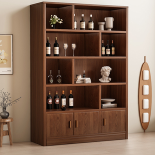 2025新款中古风家用实木酒柜靠墙客厅置物展示柜厨房置物柜门厅柜