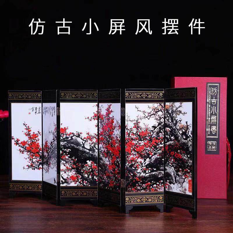 中国风小物件仿古漆器小屏风摆件中国特色出国礼品京剧装饰工艺品