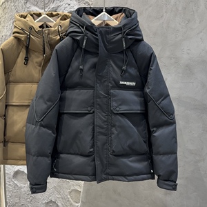工装连帽羽绒服男款加厚2024冬季新款青年时尚流行保暖90鸭绒外套