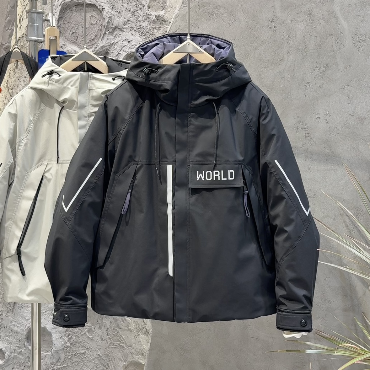 三防冲锋衣男士连帽羽绒服青年工装防风防水夹克登山服装冬季外套