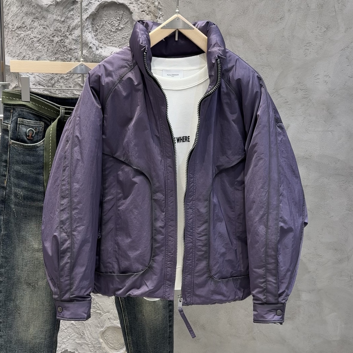 时尚设计感立领羽绒服男短款青年韩版潮流宽松保暖90白鸭绒外套潮