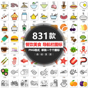 美食餐饮类线条 小程序分类图标 美食标志设计PNG图标标志