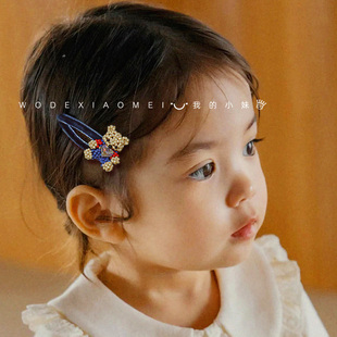 超萌可爱手工小熊串珠发夹女童宝宝掰掰夹子侧边刘海发卡顶夹头饰