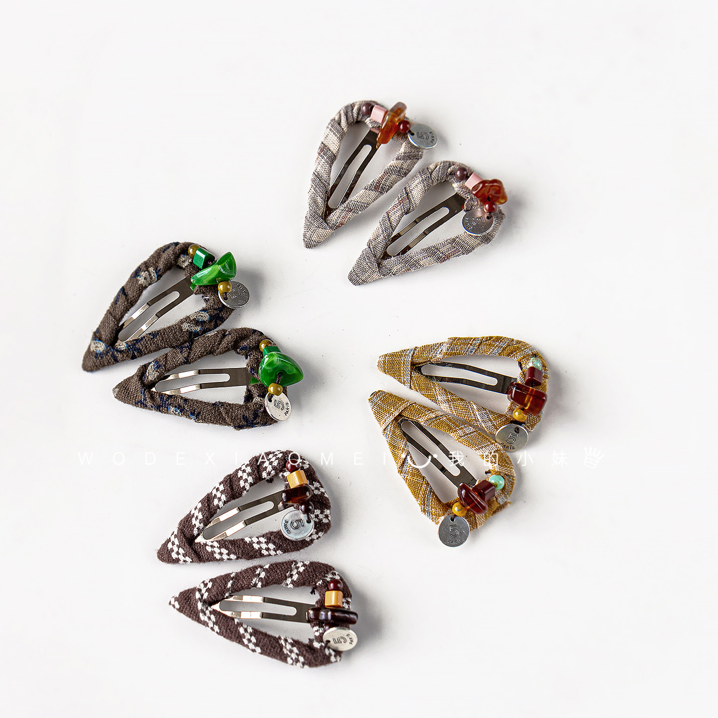 手工布艺简约宝宝对夹可爱侧边夹