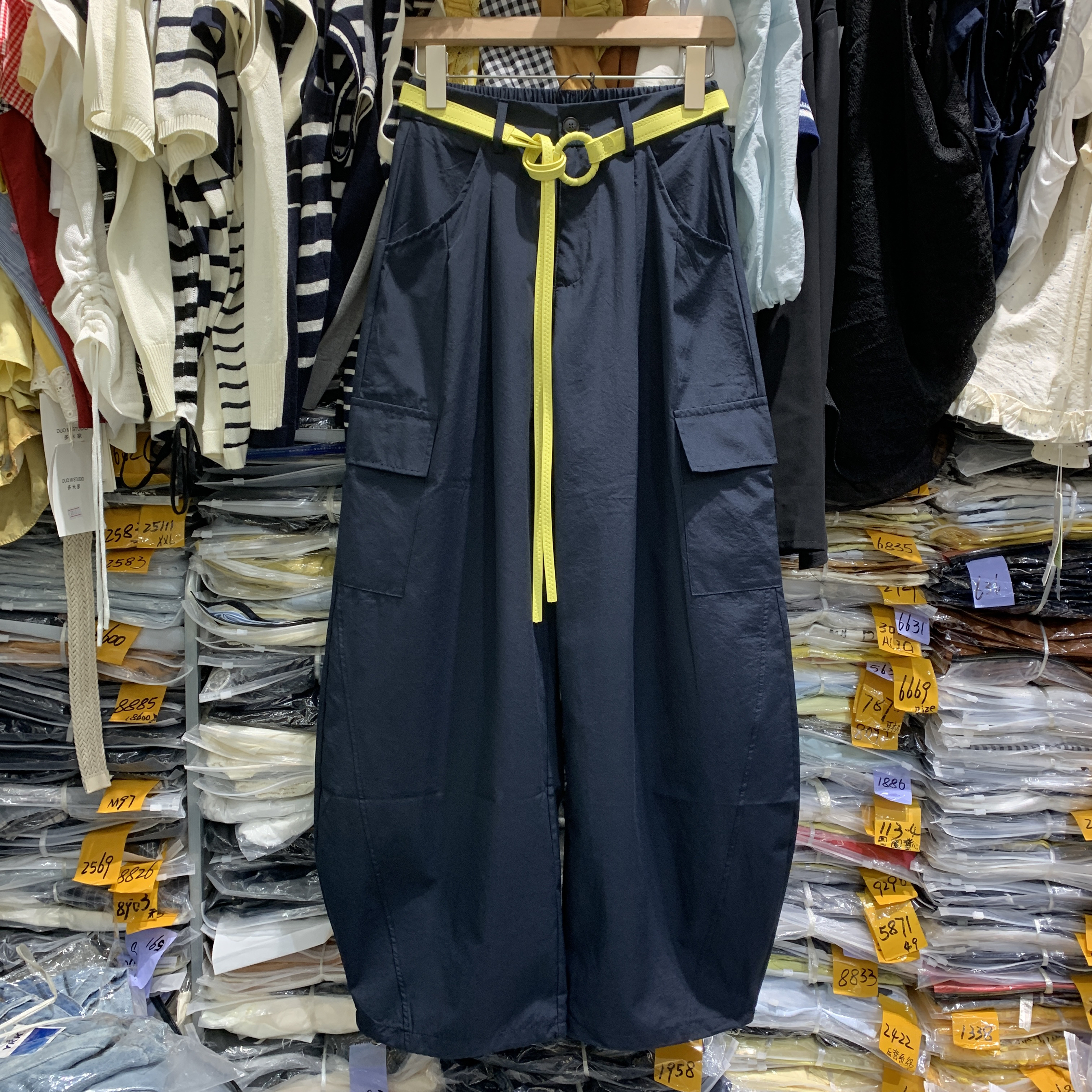 XIFAN喜番2285夏季新韩版洋气配腰带百搭工装裤女休闲阔腿弯刀裤