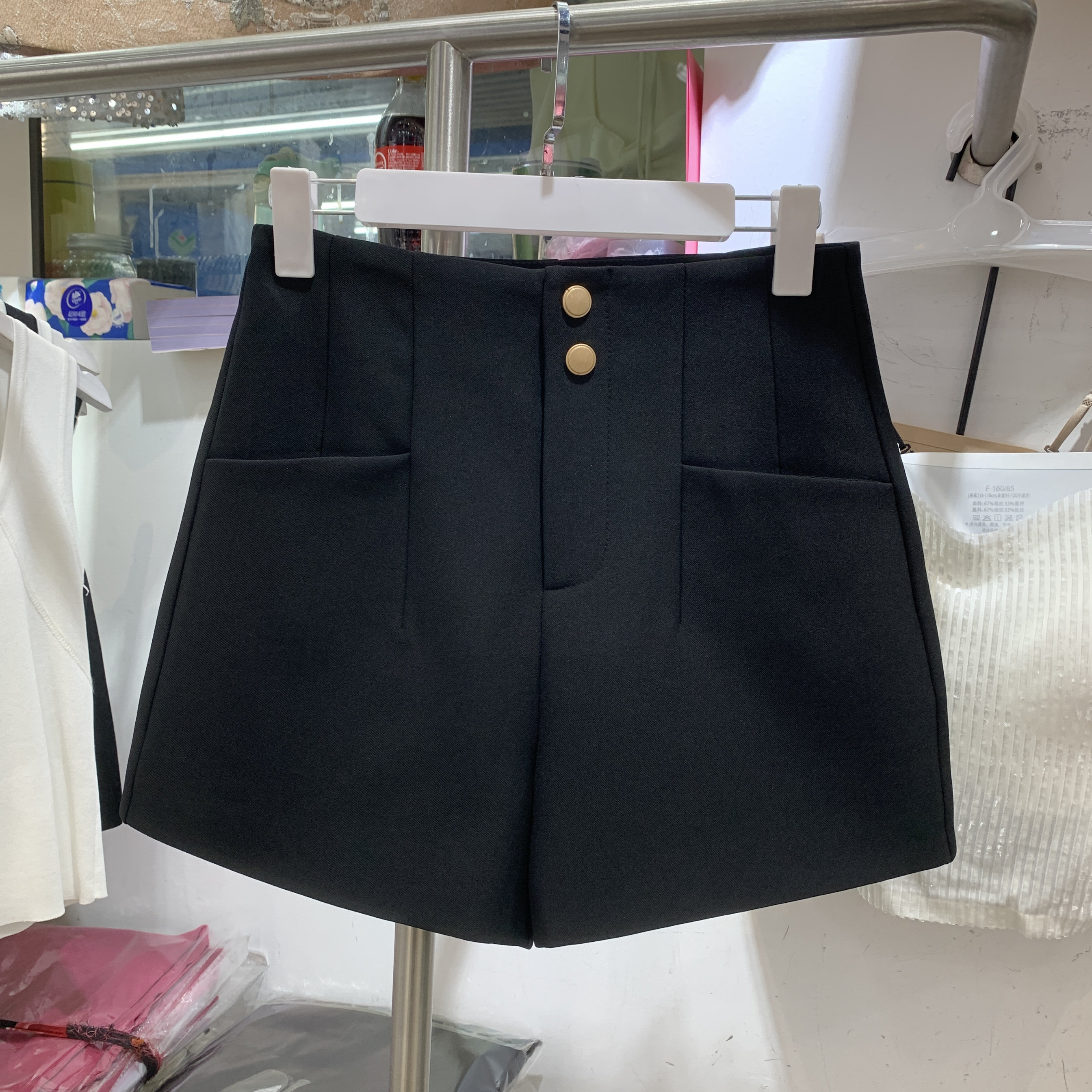 芊编依格9838夏款新黑色西装短裤女外穿高腰休闲A字百搭阔腿裤女
