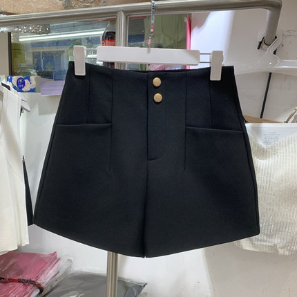 芊编依格9838夏款新黑色西装短裤女外穿高腰休闲A字百搭阔腿裤女
