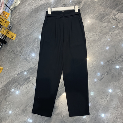 堂熙泉68097休闲九分西装裤女夏高腰宽松直筒哈伦裤OL职业烟管裤