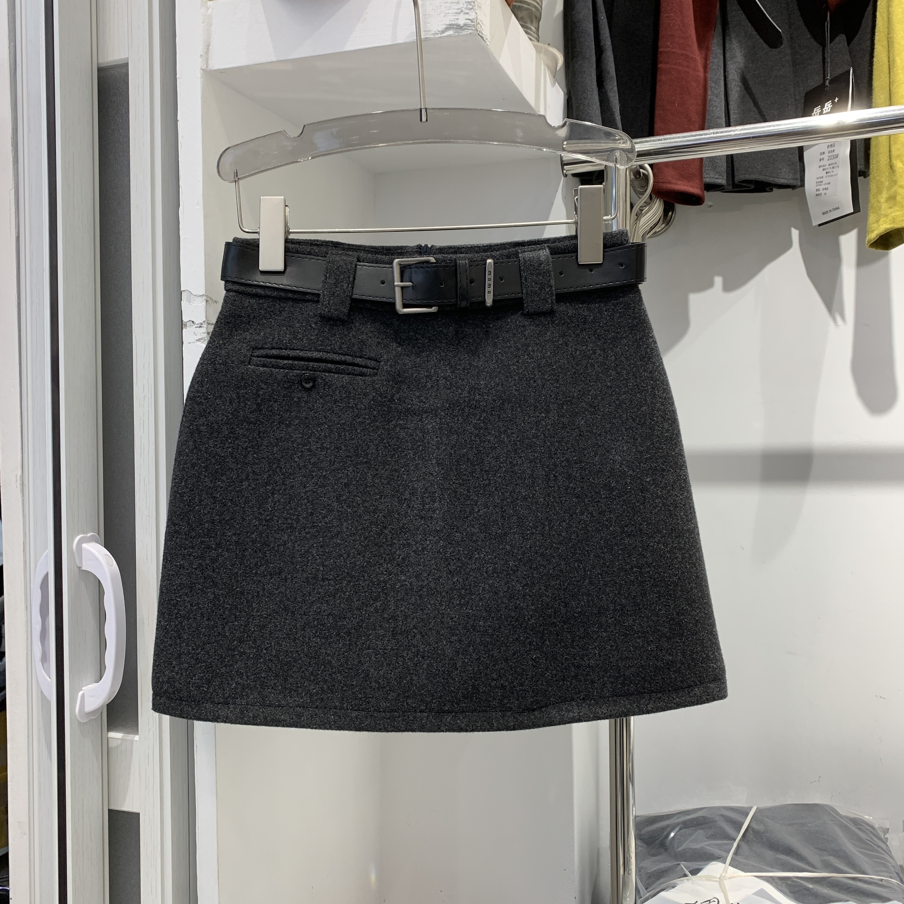 欣怡59071深灰色毛呢半身裙女秋冬季小个子加厚高腰a字包臀短裙子