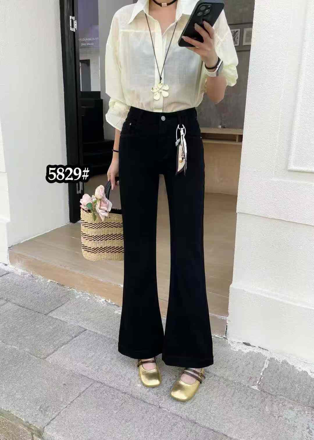 梦佳瑶5829高腰显瘦小个子微喇牛仔裤女春款弹力修身显瘦喇叭裤子