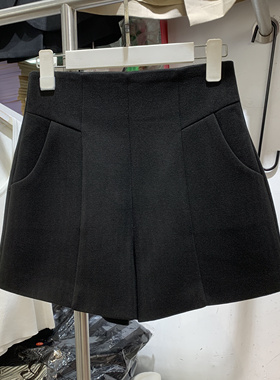 芊编依格9655休闲裤A字毛呢阔腿短裤女冬款韩版百搭显瘦高腰靴裤