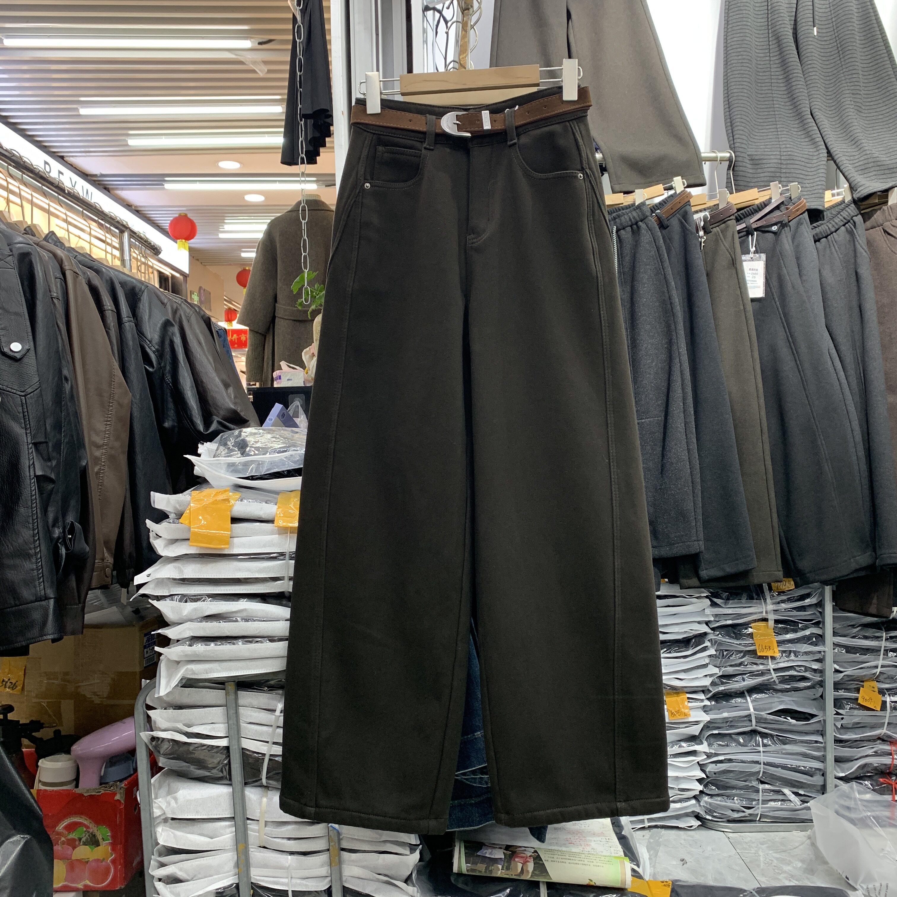 韩佰莉7571冬季新款韩版气质高腰显瘦加绒加厚弯刀裤休闲牛仔裤女
