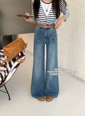 CGZ潮公主66967欧货2026早春新款高腰显瘦宽松不贴腿微喇牛仔裤女